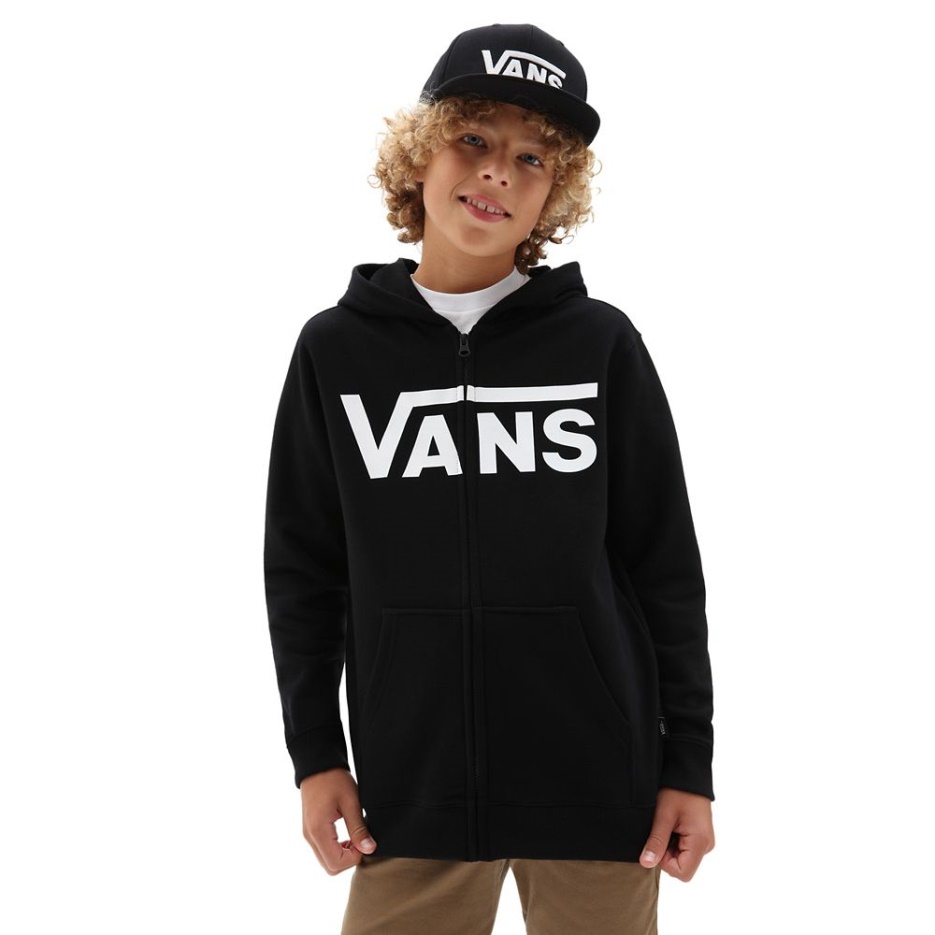 Sweat à Capuche Zippé Classique Vans Garçons (8-14 Ans) Noir-blanc