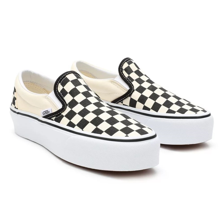 Vans Damier Classique Slip-on Chaussures à Plateforme Noir-blanc