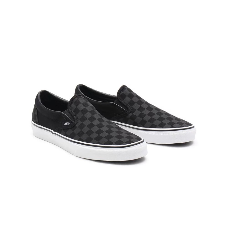 Vans Damier Classique Chaussures à Enfiler Noir