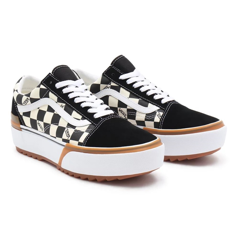 Vans Damier Old Skool Chaussures Empilées Noir-blanc