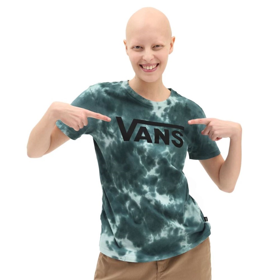 T-shirt Vans Cloud Wash Logo Crew Bleu