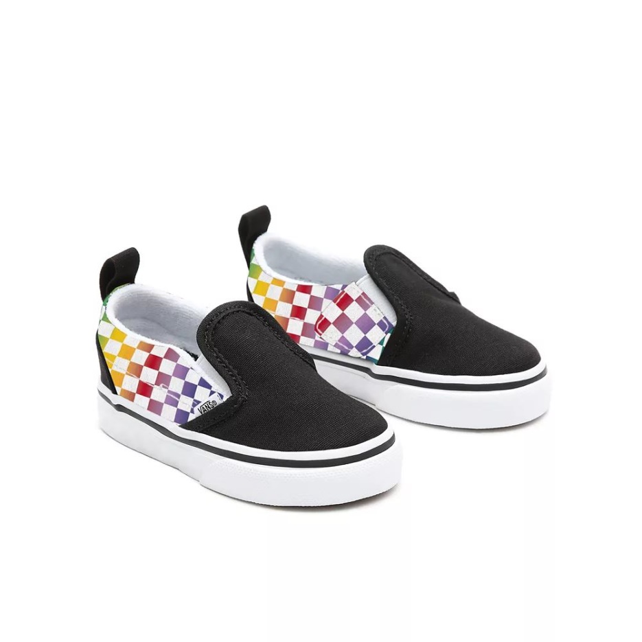 Vans Customs Arc-en-ciel Damier Chaussures à Enfiler Bambin (1-4 Ans)