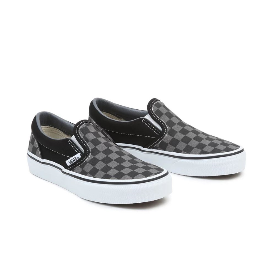 Chaussures Vans Kids Checkerboard Classic Slip-on (4-8 Ans) Noir-gris
