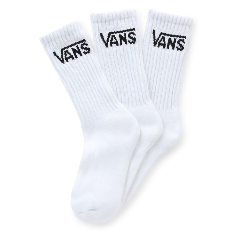 Vans Kids Classic Crew Chaussettes Us 10-13.5 (3 Paires) Blanc