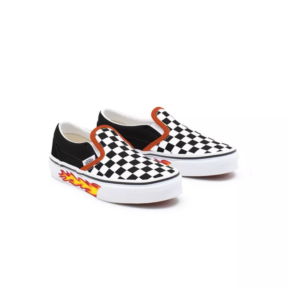 Chaussures Vans Kids Customs Checkerboard Flame Slip-on (4-8 Ans)