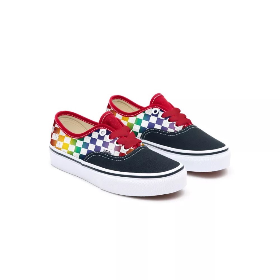 Chaussures Authentiques Vans Customs Kids Rainbow Checkerboard (4-8 Ans)