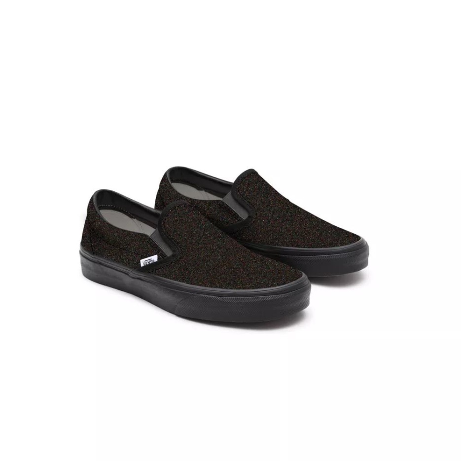 Chaussures Vans Kids Customs Total Black Glitter Slip-on (4-8 Ans)