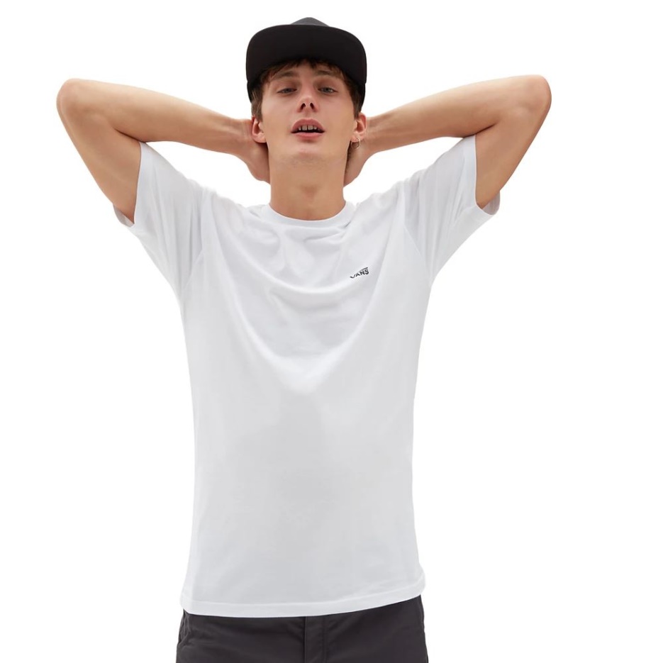 Vans T-shirt Logo Poitrine Gauche Blanc