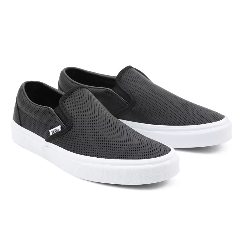 Vans Perf Cuir Chaussures à Enfiler Classiques Noir