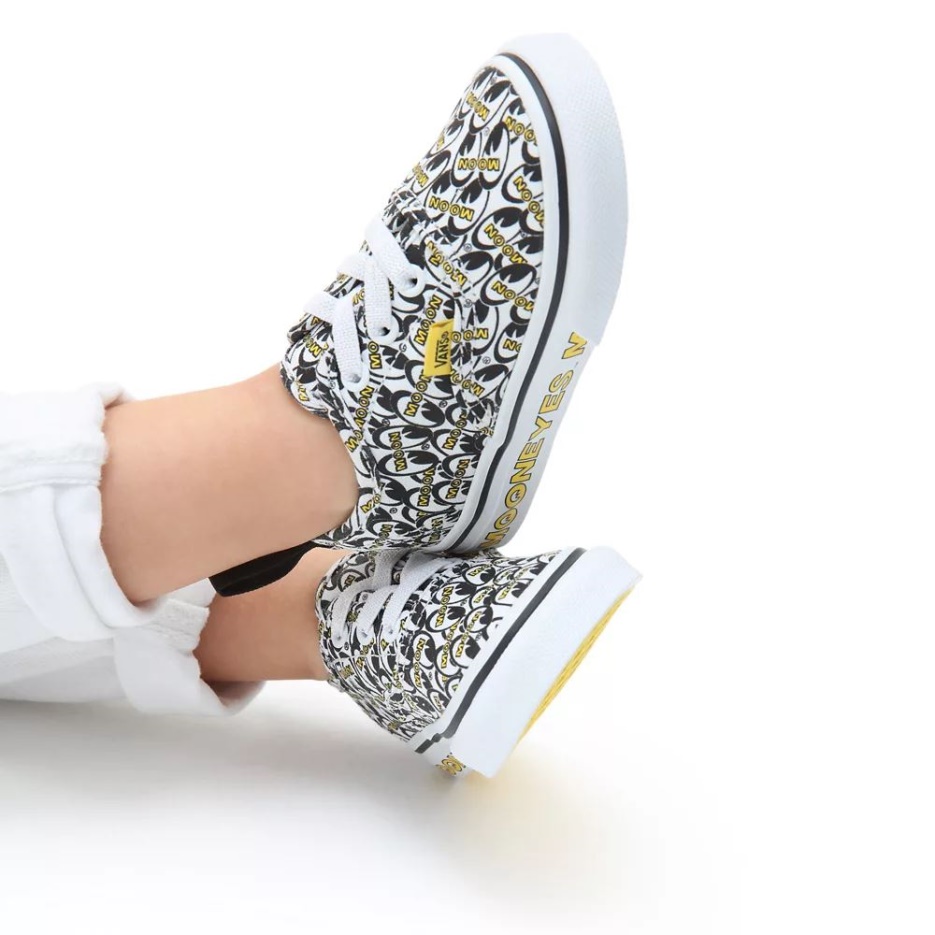 Vans Enfant Authentique Chaussures à Lacets élastiques (1-4 Ans) Noir-blanc