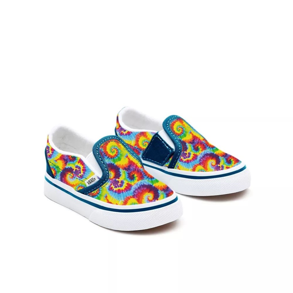Vans Chaussures à Enfiler Pour Tout-petits Custom Arc-en-ciel Tie-dye (1-4 Ans)
