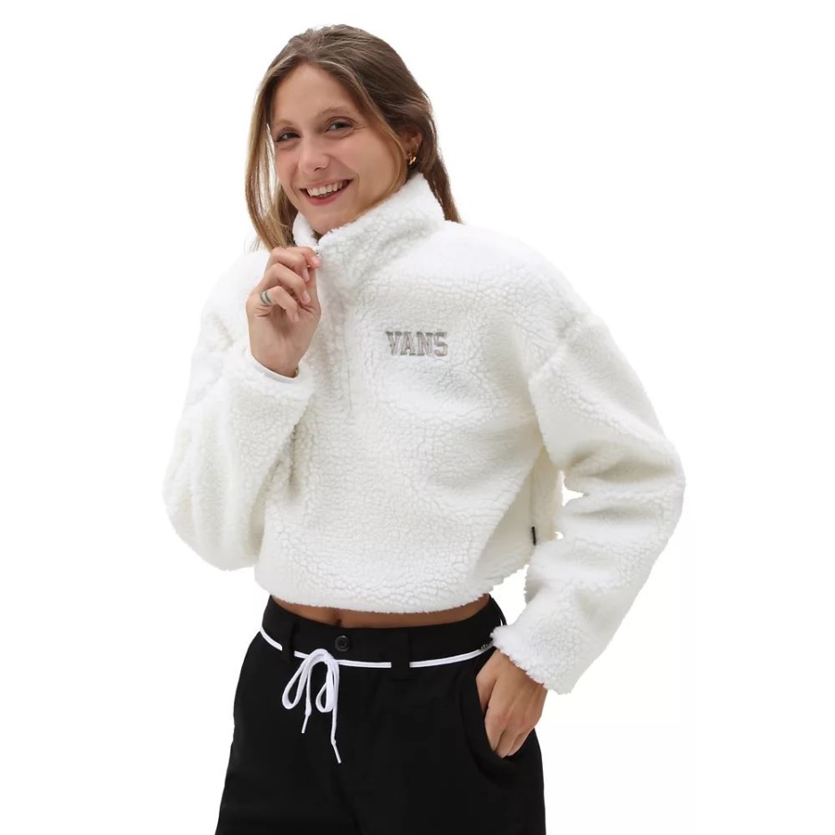 Vans Varsity Warm-up Pull Court à Demi Zip Blanc