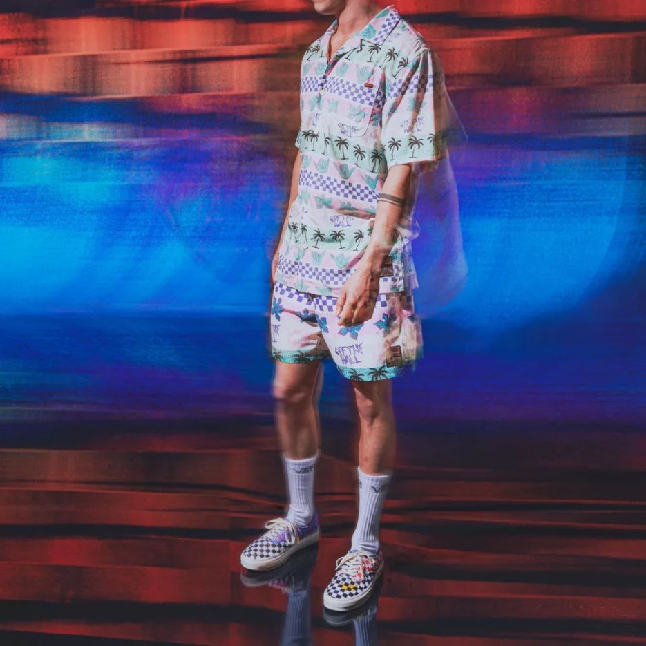 Vans X Stranger Things - Chemise Boutonnée à Rayures Californiennes Rose Homme