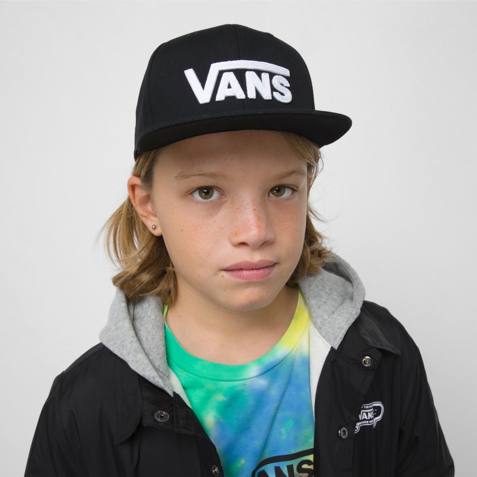 Vans Garçons Drop V Snapback Chapeau Noir Blanc