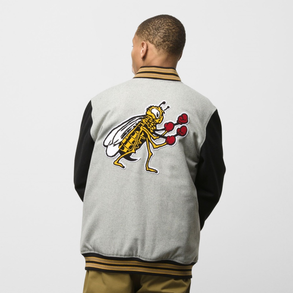 Vans Damier Recherche Varsity Veste Charbon De Bois Chiné