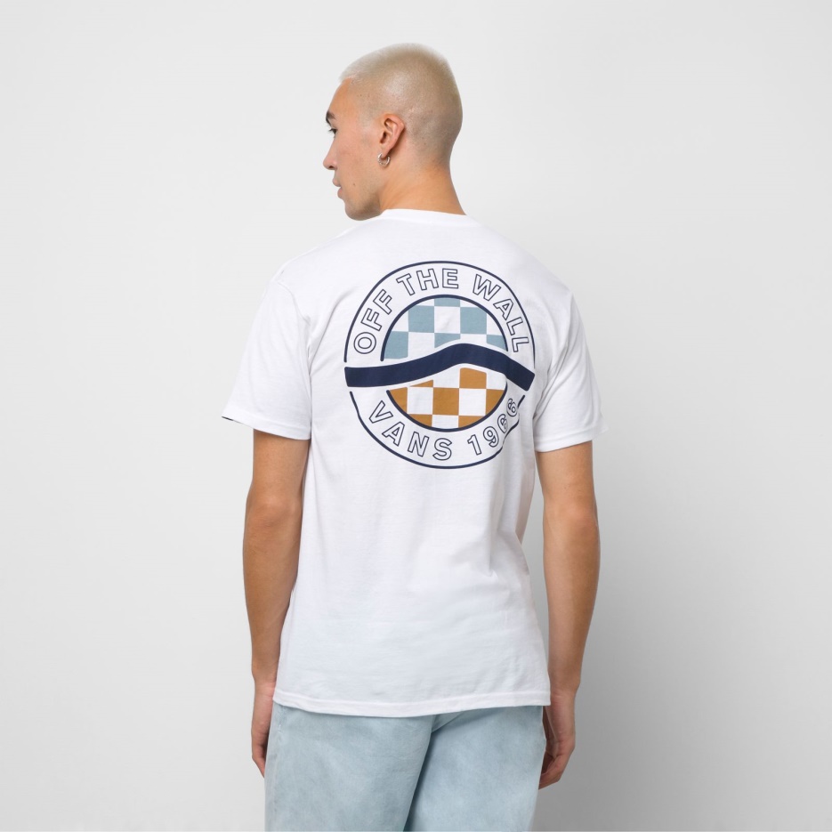 T-shirt Vans Circle Sidestripe Blanc