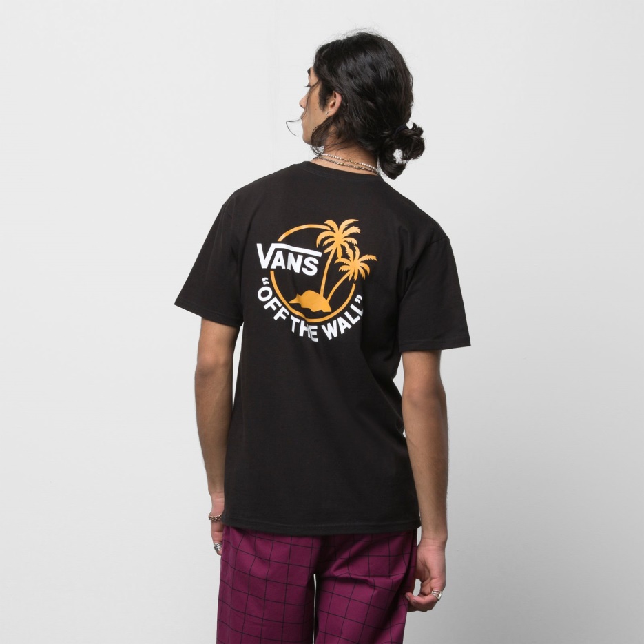 Vans T-shirt Classic Mini Dual Palm Noir-jaune Doré