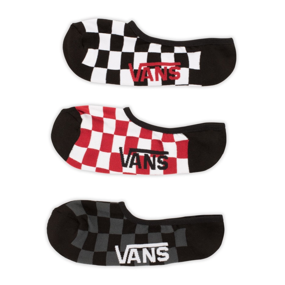 Vans Classic Super No Show Chaussettes 3 Pack Taille 9.5-13 Carreaux Rouge-blanc