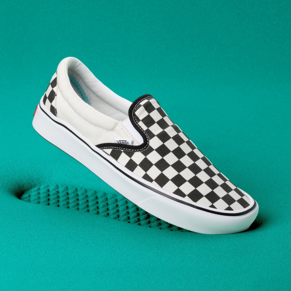 Vans Comfycush Checkerboard Slip-on Noir Blanc Cassé