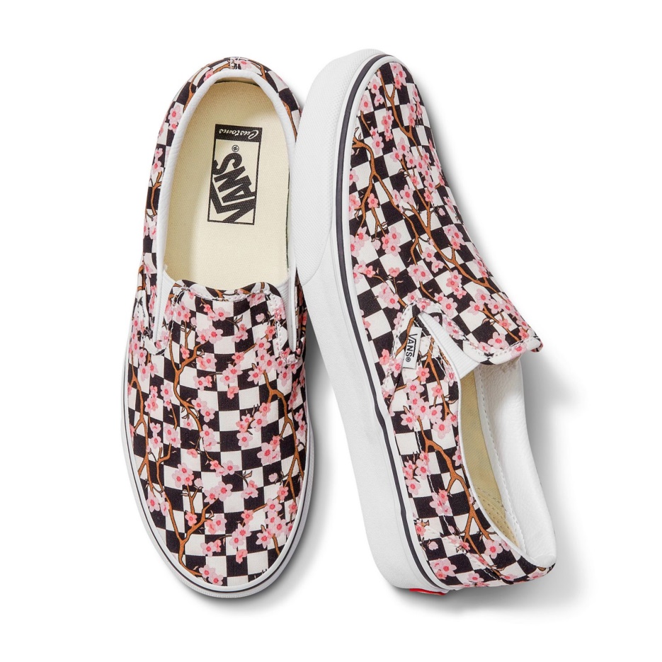 Vans Customs Cherry Blossom Checkerboard Slip-on