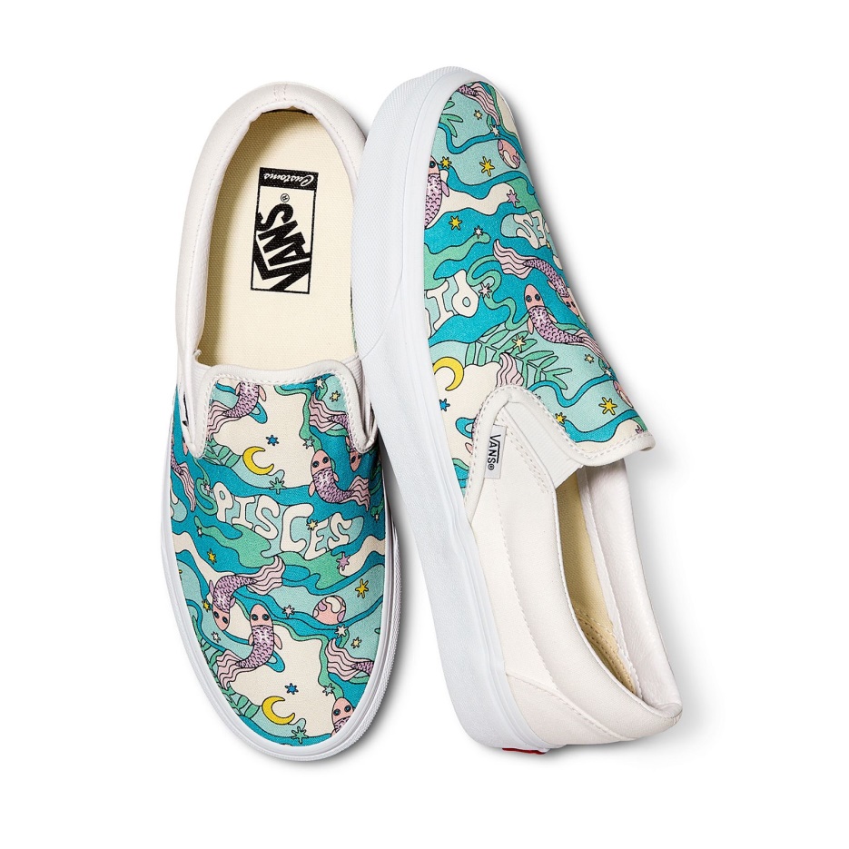 Vans Customs Zodiaque Coloré Poissons à Enfiler