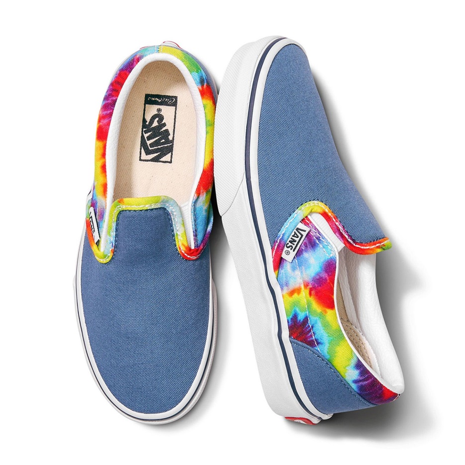 Vans Customs Enfants Bleu Marine Arc-en-ciel Tie-dye Slip-on