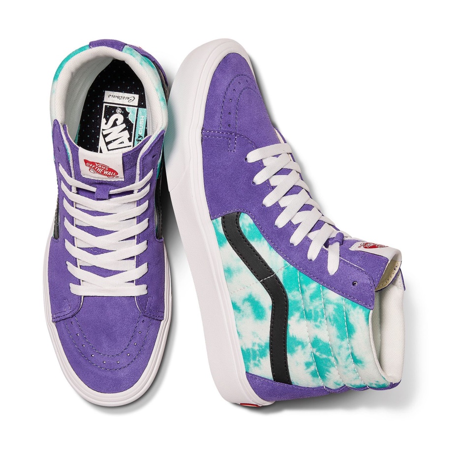 Vans Customs Sarcelle Délavé à L'acide Comfycush Sk8-hi