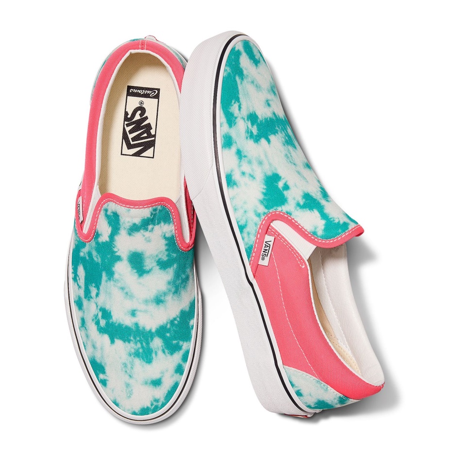 Vans Customs Bleu Sarcelle Délavé à L'acide