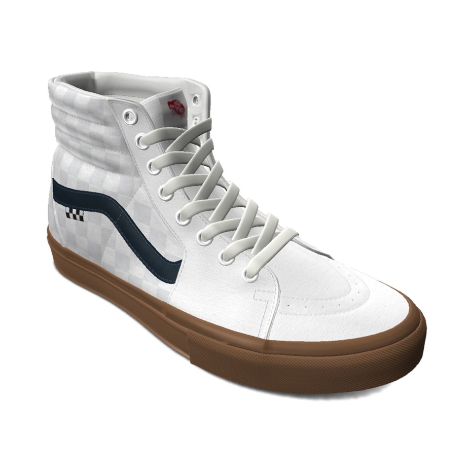 Vans Customs True Blanc Damier Skate Sk8-hi