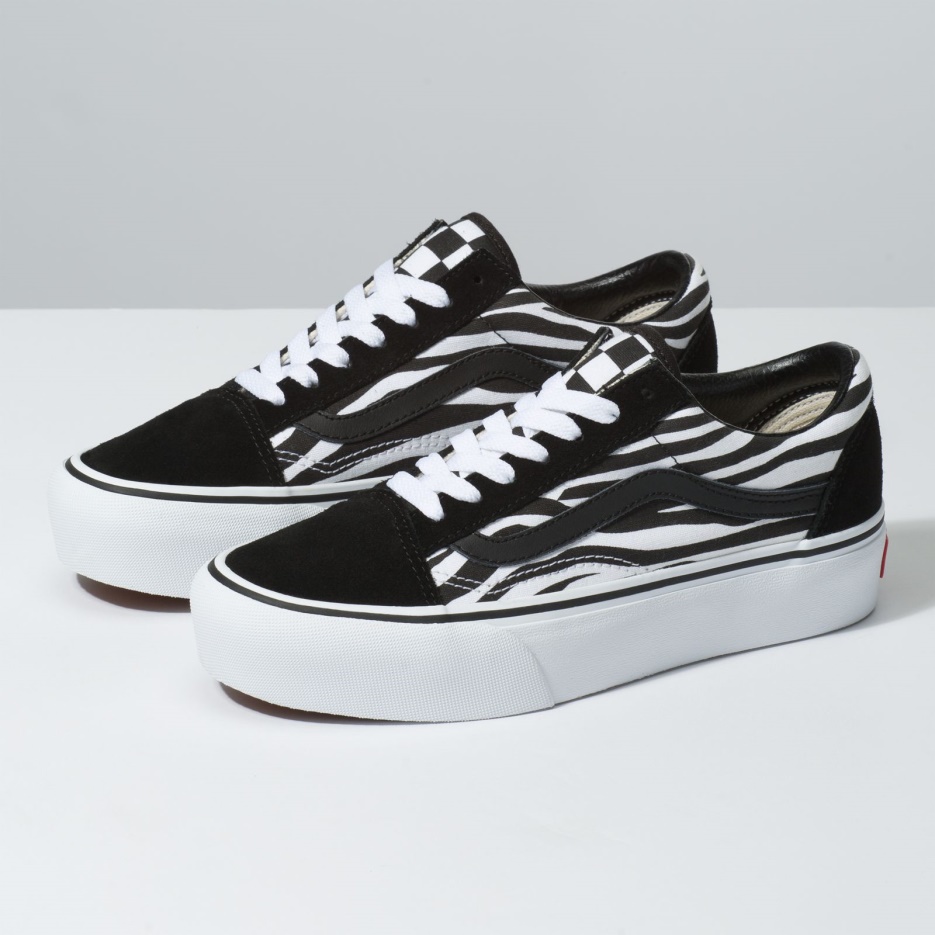 Vans Customs Zèbre Old Skool Plateforme