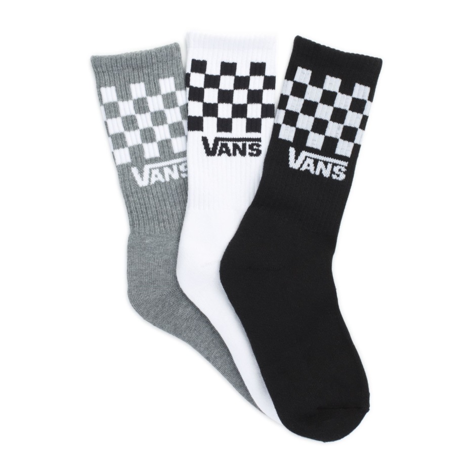 Vans Kids Damier Crew Sock 3 Pack Size 1-6 Multi