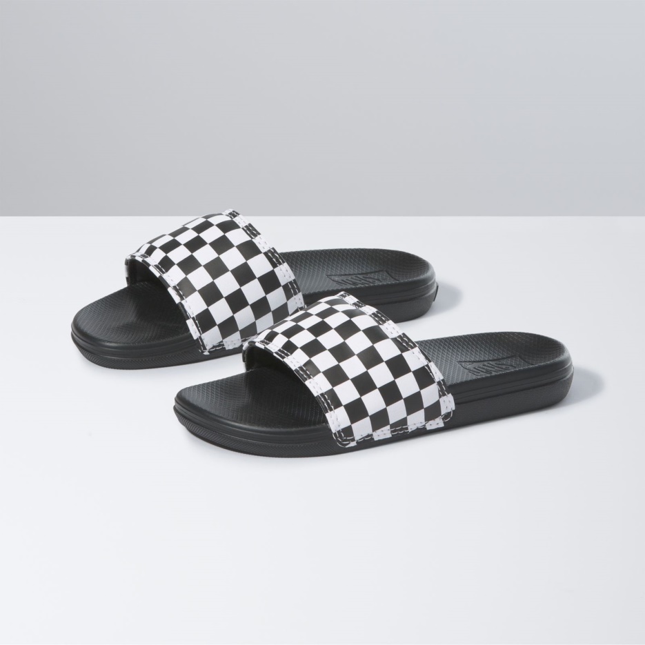 Vans Enfants Damier La Costa à Enfiler Blanc