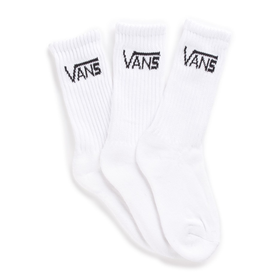 Vans Enfants Classic Crew Chaussettes 3 Pack Taille 1-6 Blanc