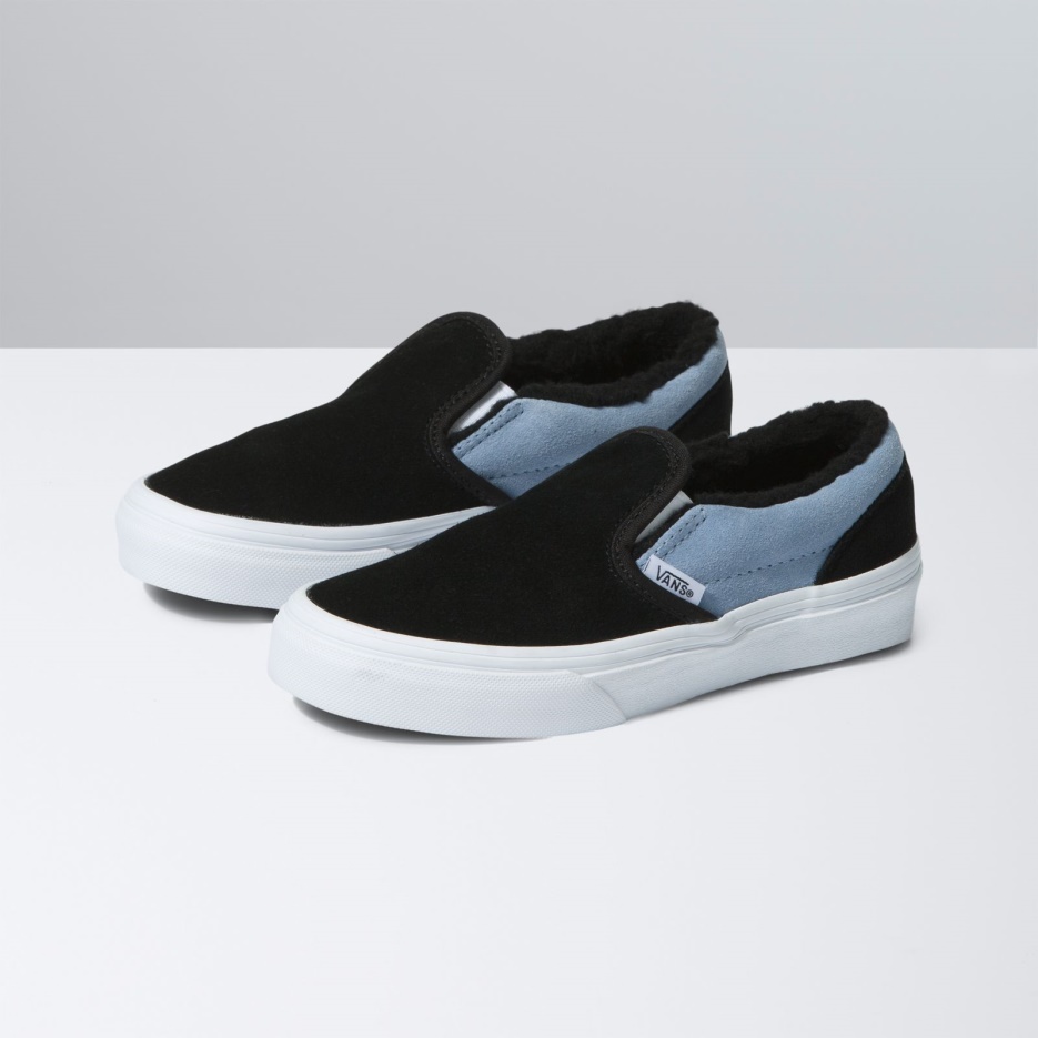 Vans Kids Classic Slip-on Daim Sherpa Bleu Ashley
