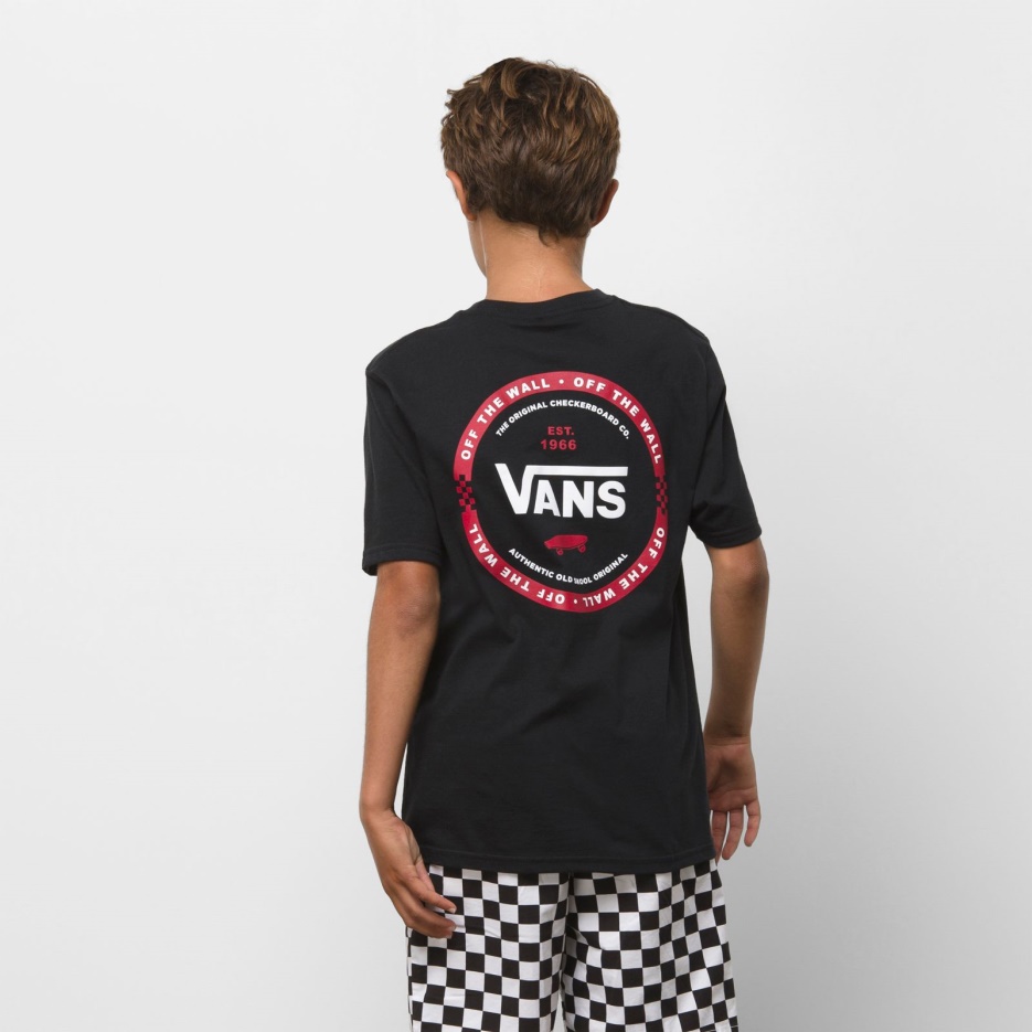 Vans T-shirt à Carreaux Logo Enfant Noir