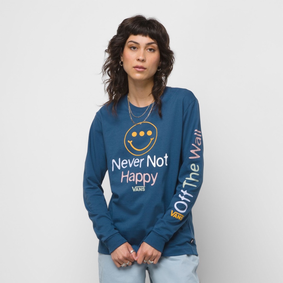 Vans Never Not Happy T-shirt Bff à Manches Longues Denim Foncé