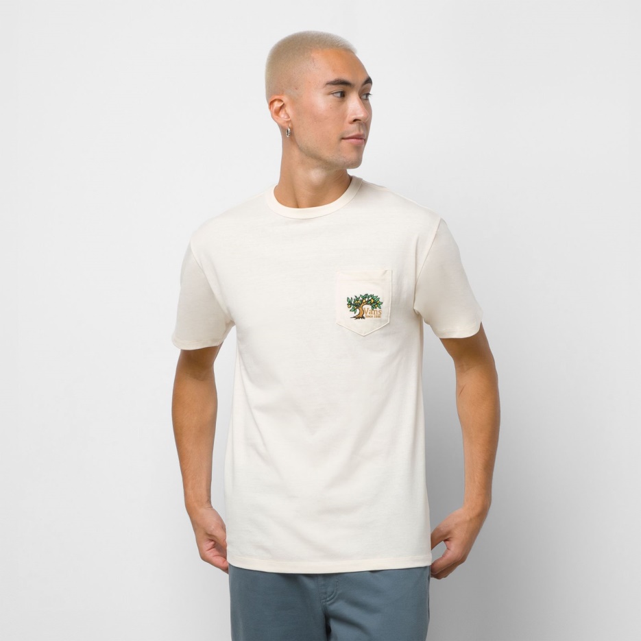 Vans Off The Wall T-shirt à Poche Graphique Blanc Antique