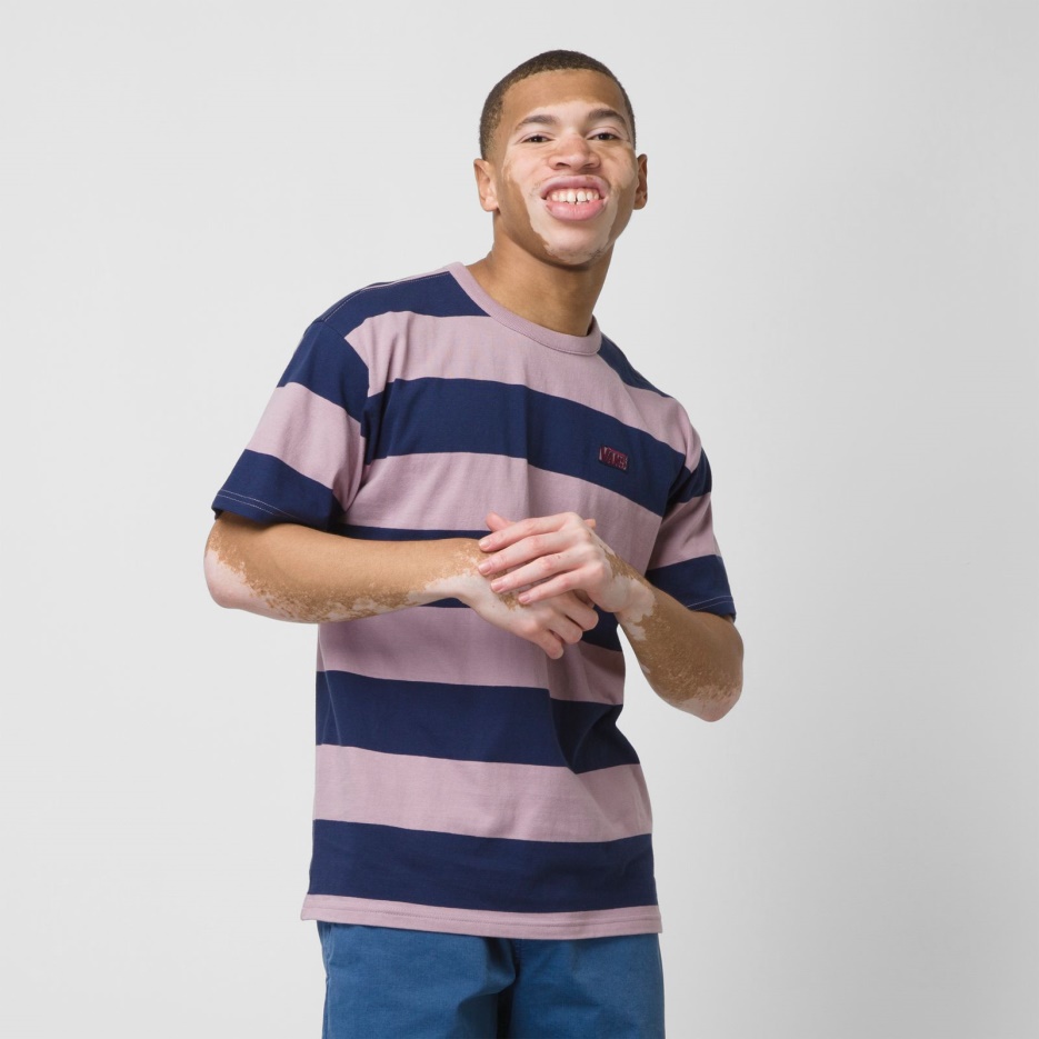 Vans Chemise Ras Du Cou à Rayures De Couleur Saisonnière Sureau-robe Blues
