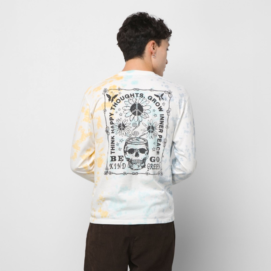 Vans Think Happy Tie Dye T-shirt Manches Longues Bleu-aqua Sky-jaune