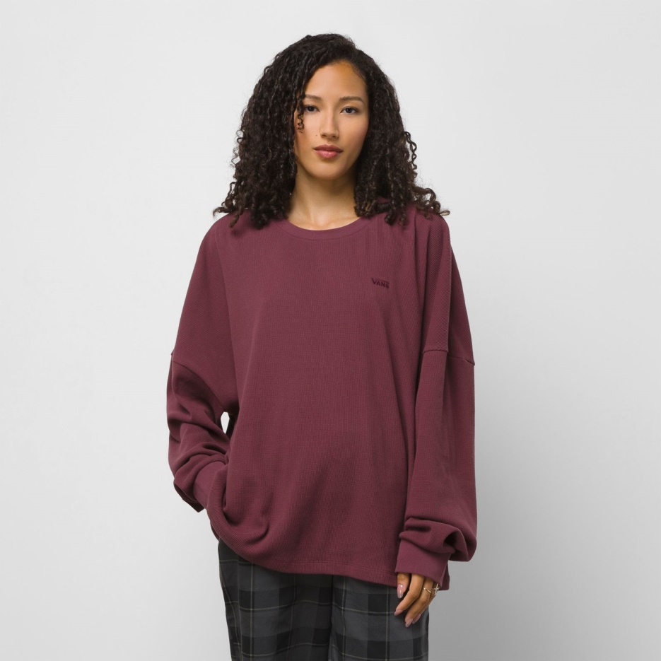 Vans Waffle Manches Longues Boxy Crew Thermique Catawba Raisin