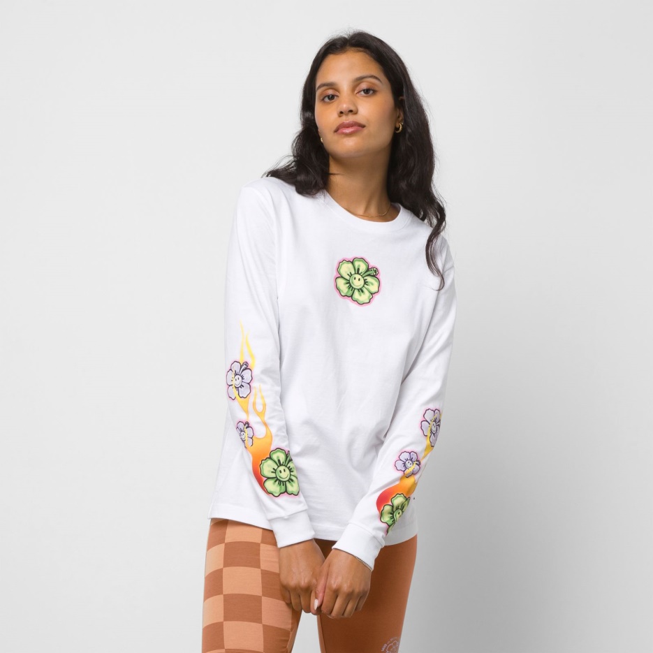 Vans X Em On Holiday Long Sleeve Bff Tee Blanc