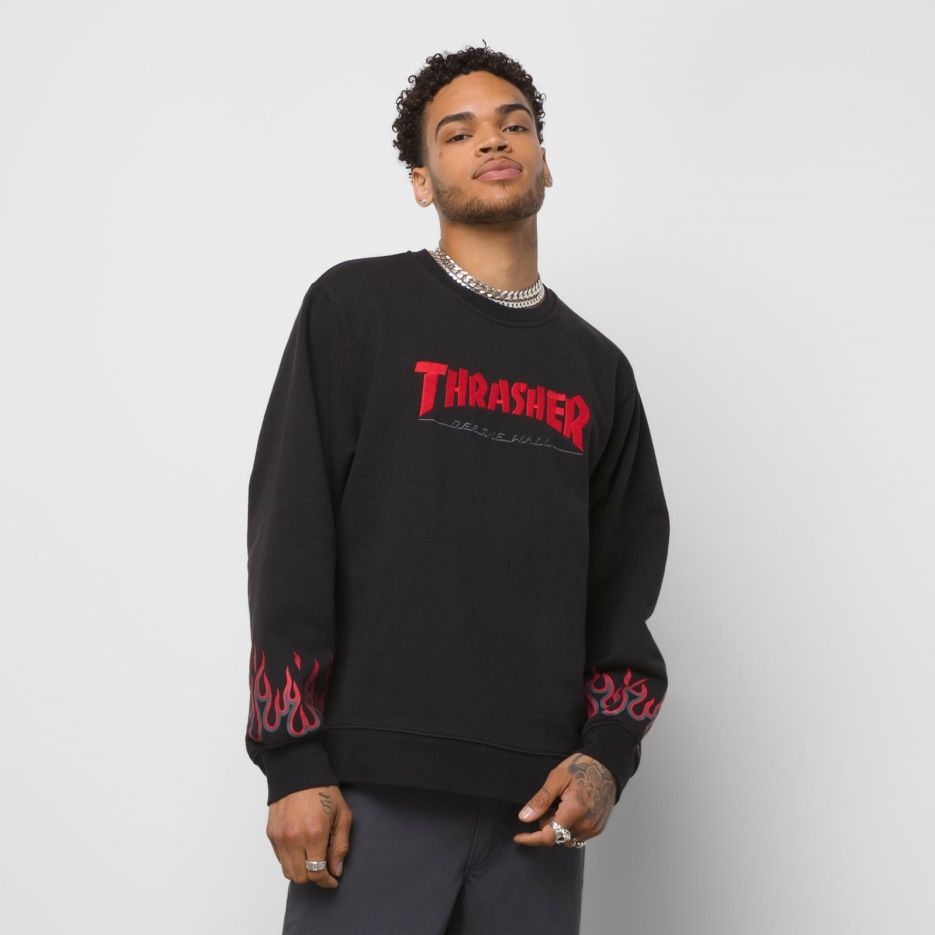 Vans X Thrasher Flamme Ras Du Cou Noir