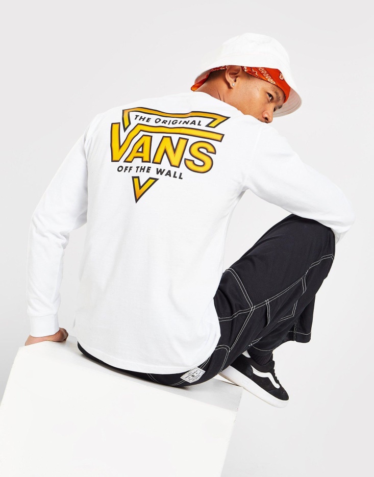 Vans Tri Logo T-shirt Manches Longues Blanc