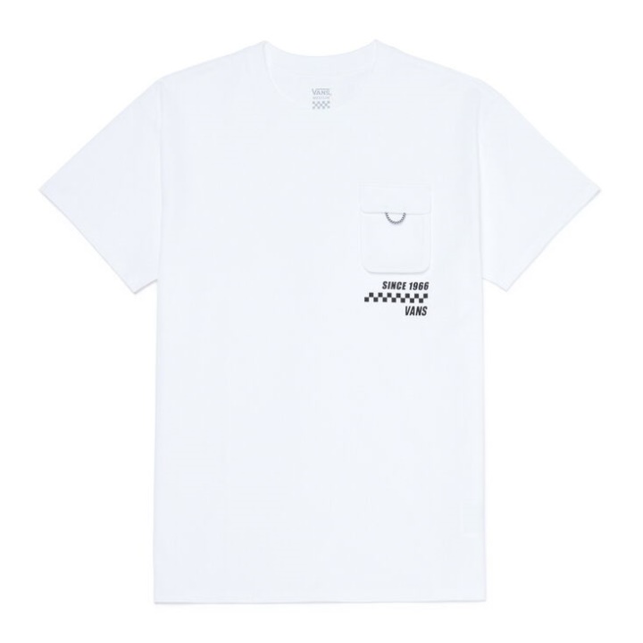 T-shirt Vans Checker Ring Pocket Blanc