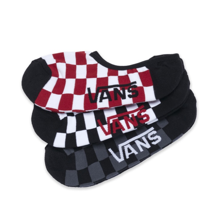 Vans Classic Super No Show Chaussettes 3 Pack (us Men 9.5-13) Red-white Check