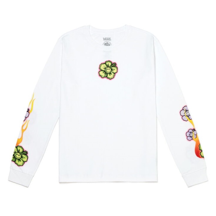 Vans Em On Holiday T-shirt Boyfriend à Manches Longues Blanc