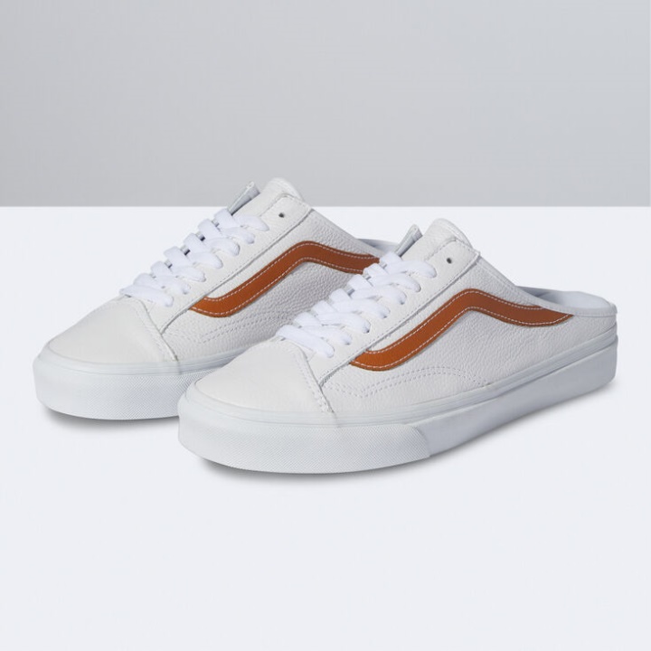Vans Style 36 Mule En Cuir Véritable Blanc-bombay Marron