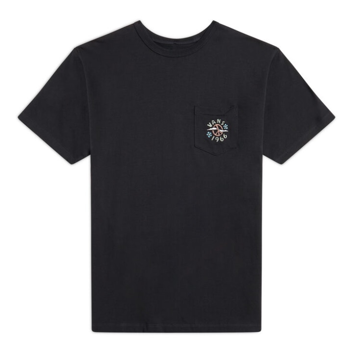 Vans Off The Wall T-shirt Poche Graphique Signe De Paix Noir