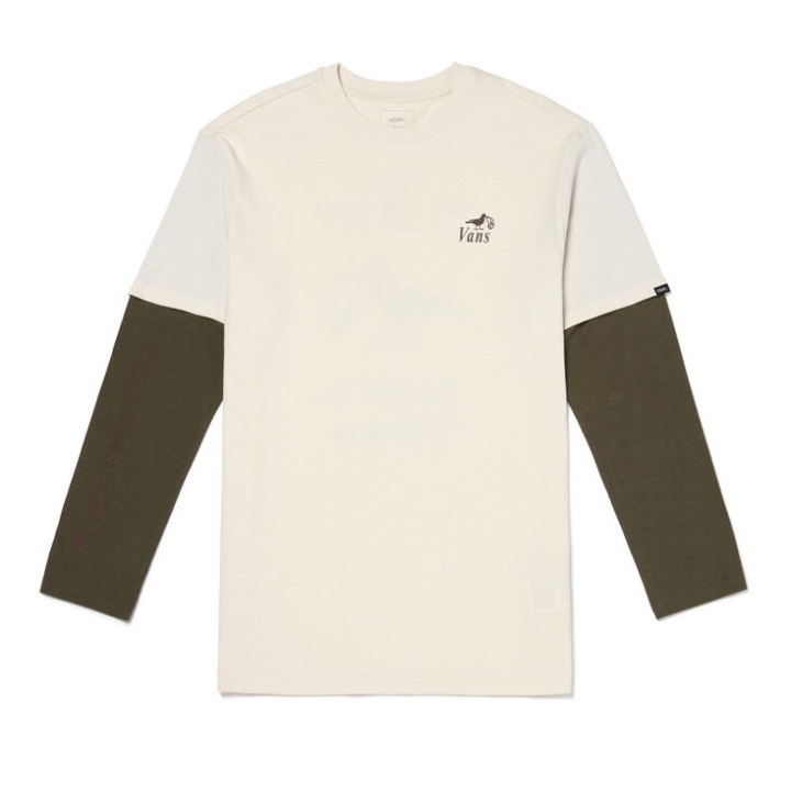 Vans Planet In Mind T-shirt Manches Longues Superposé Blanc Antique