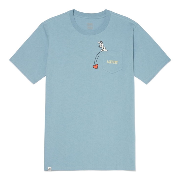 Vans Retro Groove Solide Poche T-shirt Manches Courtes Ashley Bleu